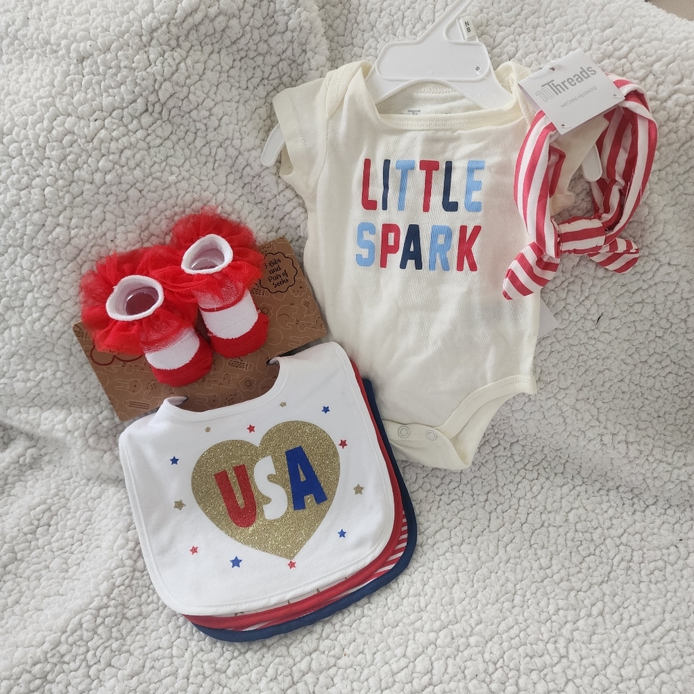 Little Spark Baby Gift Set - Red, White, and Blue